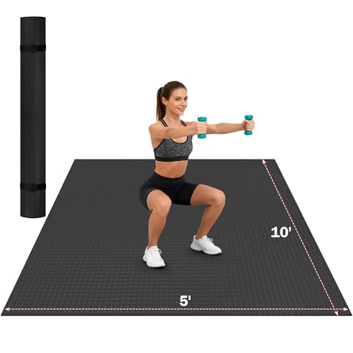 Stepwaver Extra Large Exercise Mat, 6'x4'/ 7'x5'/ 8'x5'/ 9'x5'/10'x5' (6mm) - size: 10'×5'×0.25"