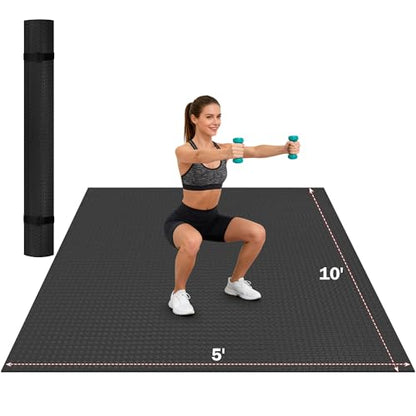 Stepwaver Extra Large Exercise Mat, 6'x4'/ 7'x5'/ 8'x5'/ 9'x5'/10'x5' (6mm) - size: 10'×5'×0.25"