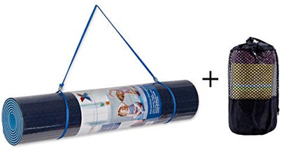 Attraction Design Yoga Mat Non Slip Exercise Mat Extra Thick Workout Mat for Yoga, Eco Friendly Exercise Yoga Mat High Density Fitness Pilates Mat with Carrying Strap, 72"x 24"x 6mm - color: Blue Set