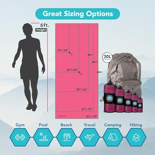 Youphoria Microfiber Travel Towel Fast Drying Lightweight - Quick Dry Towel for Camping, Beach, Backpacking, Hiking & Sport