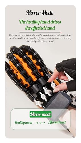 Rehabilitation Robot Gloves Hemiplegia Hand Stroke Recovery Equipment with 3 Training Modes, Robot Hand Glove Finger Trainer with Strength Adjustment - color: Left, size: Medium