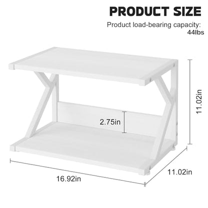 aboxoo Desktop Printer Stand with 2 Tier Wood Storage Shelves,Under Desk Printer Table,Multi-Purpose Home Office Desk Organizer for Fax Machine, Scanner (White) - color: White