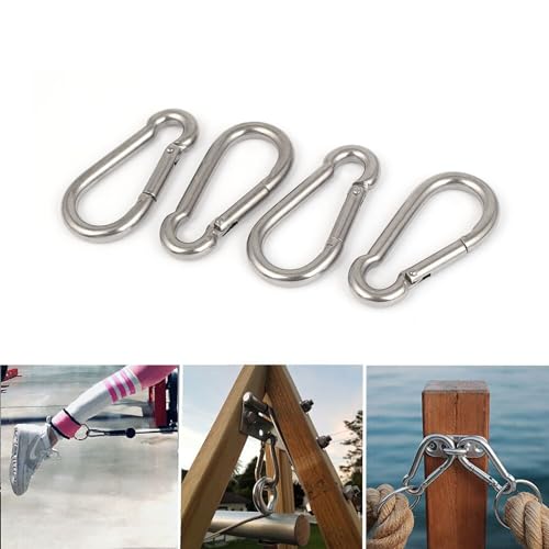 3.15 Inch 4 Pack Spring Snap Hook Carabiner, Cable Machine Accessories for Home Gym Pulldown Attachment, Exercise Machine, Heavy Duty Steel Clip for Outdoor Fitness