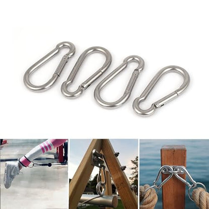 3.15 Inch 4 Pack Spring Snap Hook Carabiner, Cable Machine Accessories for Home Gym Pulldown Attachment, Exercise Machine, Heavy Duty Steel Clip for Outdoor Fitness