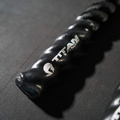 Titan Fitness Battle Rope 40ft x 2in, Poly Dacron Heavy Rope for Home Gym Conditioning Workouts, Cross-Train, Strength Training Exercises