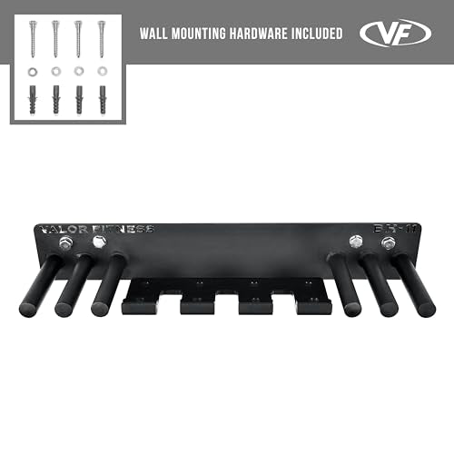 Valor Fitness Wall Mount Gym Storage Rack Organizer 6 Pegs - Sports Equipment Organizer for Jump Ropes Chains Weight Belt Hanger Home Gym - Max Weight 330 lbs.