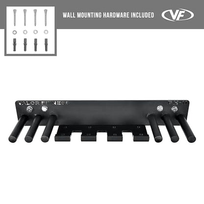 Valor Fitness Wall Mount Gym Storage Rack Organizer 6 Pegs - Sports Equipment Organizer for Jump Ropes Chains Weight Belt Hanger Home Gym - Max Weight 330 lbs.