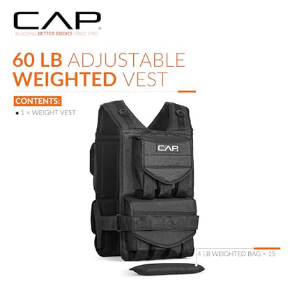 CAP Adjustable Weighted Vest 20–150 lbs for Strength Training, Running & Workouts, Weight Vest for Men & Women, Fitness Training Vest - style: 60lbs