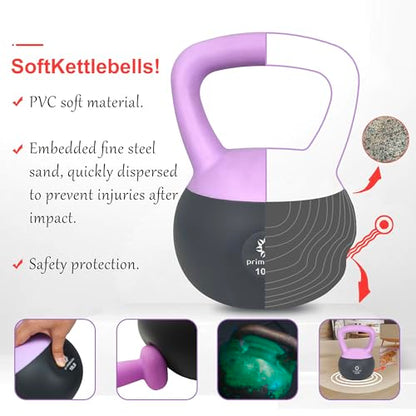 Primasole Soft Kettlebell 10.15lbs & Kettlebell Set Shook Resistance base. Anti Slip hand Kettlebell weights for Women and Men -Home workout Kettlebells dumbbells for strength and safety.