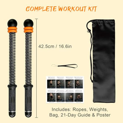 Ropeless Battle Ropes for Home Gym, Weighted Cordless Battle Rope with Adjustable Weights & Anti-Slip Handles, Portable Workout Rope for Strength Training, Anaerobic & Full Body Exercise