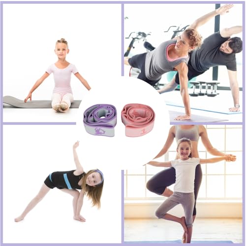 Elastic Yoga Stretching Strap with Loops, CEILIWEN Stretch Straps for Physical Therapy, Pilates Stretch Band, Elastic Exercise Bands, Leg Stretching Strap, Stretch Resistance Bands for Exercise - color: 02