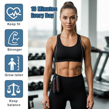 12 Pieces Jump Ropes with Ball Bearings, Adjustable Speed Jumping Rope with Foam Handles for Fitness, Exercise, Cardio Training for Men and Women, Red, Green, Black, Blue