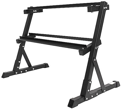 Signature Fitness Fitvids Rubber Encased Hex Dumbbell – 25LB Pair with 2-Tier Rack – 25LB Pair with 2T-Rack, Bundle – Black