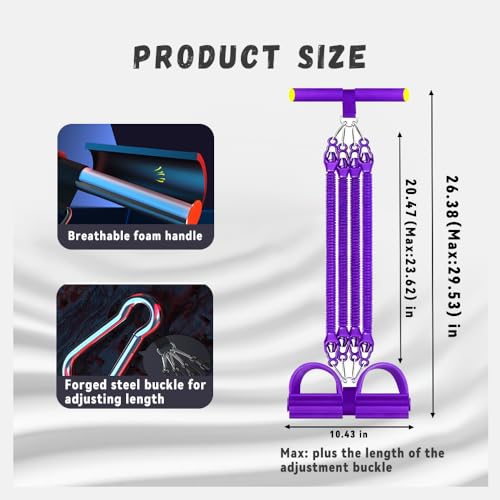 Multifunction Tension Rope Set,Upgraded Smart Stirrup Puller Adjust Sit Up Bar-Pedal Puller Tensioner Workout Bands Resistance with Abdomen/Waist/Leg/Hips/Chest/Back