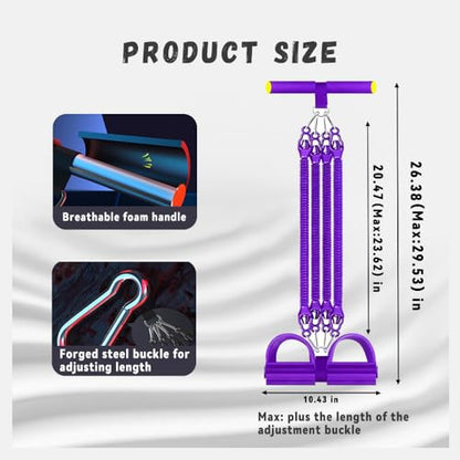 Multifunction Tension Rope Set,Upgraded Smart Stirrup Puller Adjust Sit Up Bar-Pedal Puller Tensioner Workout Bands Resistance with Abdomen/Waist/Leg/Hips/Chest/Back