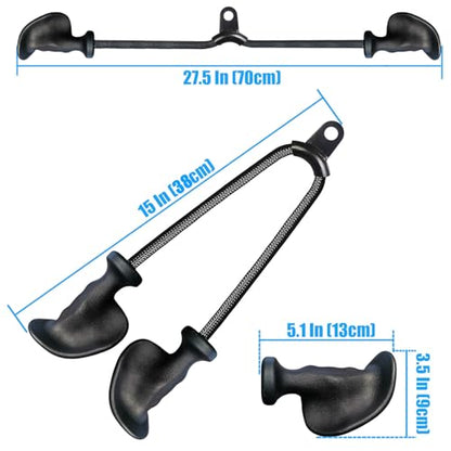 Ergonomic Tricep Rope Pulldown Attachments, Upgraded 27 32 40 & 47 Inch Extra Long Triceps Rope Cable Attachments for Gym, LAT Pull Down Bar for Cable Machine, Tricep Workout Cable Attachments - color: HAND ROPE-02