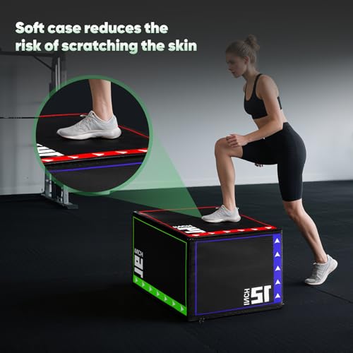 3-in-1 Plyometric Box Set (12/16/20/24/30") - High-Density EPE & Compressed Foam Jump Box for Home Gym, HIIT & CrossFit - Non-Slip Box Jumps, Step-Ups, Squats, Hip Thrusts - size: 12'' x 14'' x 16''（EPE Foam）