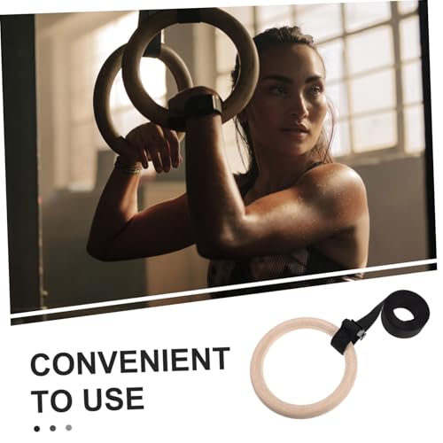 Hemoton Wooden Gymnastic Rings with Adjustable Straps Indoor Fitness Workout Gear for Strength Training Bodyweight Exercises and Enhanced Flexibility and Design for Home Use