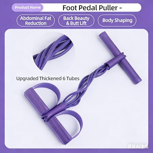 Multifunctional 6 Tube Elastic Yoga Resistance Bands for Waist Arm Leg Stretching, Affordable Training Aid, Latest Upgrade Sit Up Exercise Equipment for Women Men (Purple) - color: Purple;