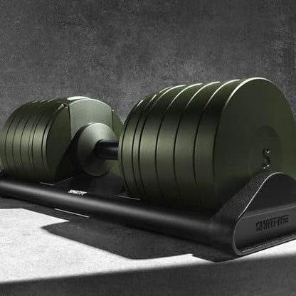 SMRTFT NUOBELL Adjustable Dumbbells 5–100 lb Set | Original NUOBELL | 26 Weights in 1 for Home Gym Strength Training | Steel-Knurled Handle | Space-Saving Dumbbell Set of 2 | 2-Year Warranty - color: Tactical