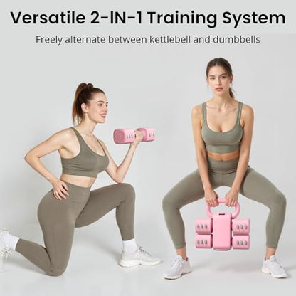 2-in-1 Adjustable Dumbbell Set for Women - 4 Levels (2.2lbs to 12.1lbs) - Home Gym Weights for Women at Home - Fitness Dumbbells