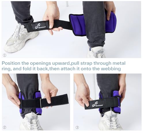 Sportneer Adjustable Ankle Weights for Women and Men 7 lbs/Pair Adjustable Leg Weights with Secure Straps, Strength Training Weighted for Yoga, Walking, Running, Aerobics, Gym, Physical Therapy