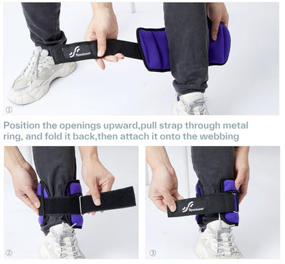 Sportneer Adjustable Ankle Weights for Women and Men 7 lbs/Pair Adjustable Leg Weights with Secure Straps, Strength Training Weighted for Yoga, Walking, Running, Aerobics, Gym, Physical Therapy
