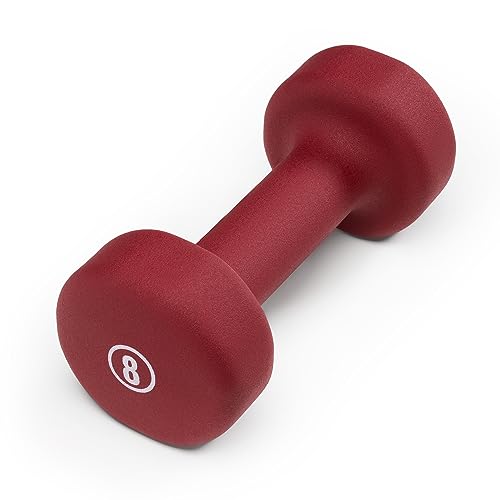 Marcy Colored Neoprene Dumbbell (Sold in Singles or Set) Hand Weights, Exercise Free Weights for Home Gym - color: H. Burgundy - 8lb - Single