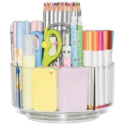 JIKIOU 430pcs Acrylic Pencil Holder Marker Organizer 360-Degree Rotating