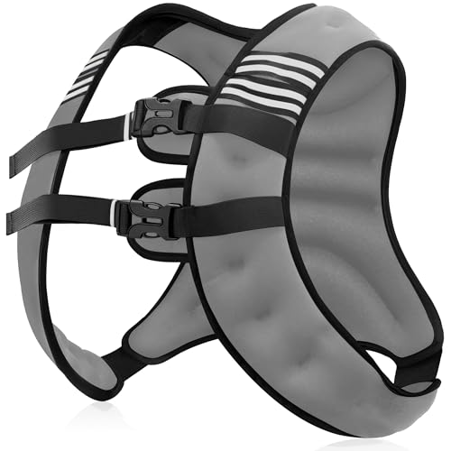 NATURELUX Weighted Vest Men or Women - 5/10/15/20/25/30lbs Weights with Reflective Stripe, Weighted Vest for Workout Equipment for Strength Training Running - Walking Weight Loss - color: Grey, size: 30 lbs