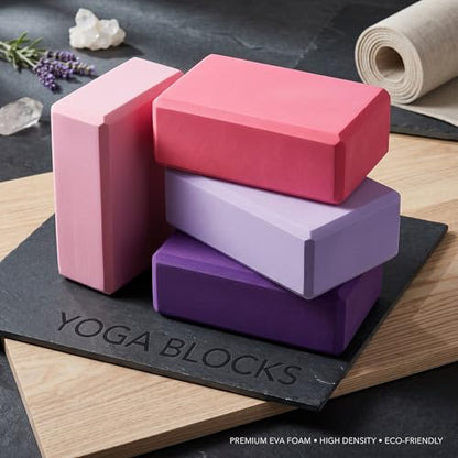 4 Pcs Foam EVA Yoga Blocks Different Color Soft Non Slip Supportive Yoga Bricks Lightweight Gymnastic Blocks Stretching Accessories for Women Pilates Meditation