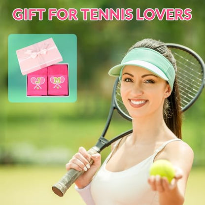 Tennis Towel,Tennis Gift for Men, Women,Lovers,13”x 43” Cotton Embroidered Tennis Towels (Pink, Initial-H) - color: Pink, size: Initial-H