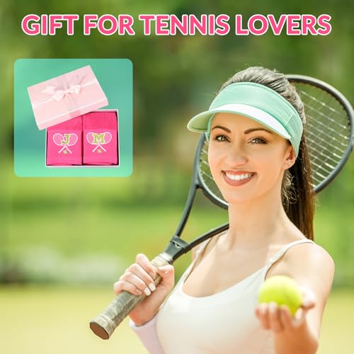 Tennis Towel,Tennis Gift for Men, Women,Lovers,13”x 43” Cotton Embroidered Tennis Towels (Pink, Initial-S) - color: Pink, size: Initial-S