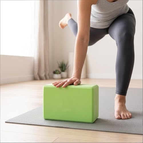 High Density EVA Foam Yoga Block Support and Stability for Stretching, Workout, Pilates at Home and Gym - color: Green