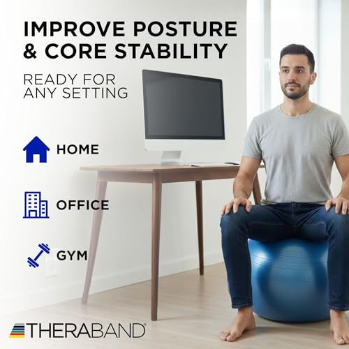 THERABAND Exercise and Stability Ball for Improved Posture, Balance, Core Fitness, Coordination and Rehab