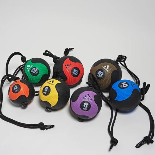 Aeromat Elite Power Rope Medicine Ball for Core Strength/Rotational Movements Training - style: 4 lbs - Black/Orange