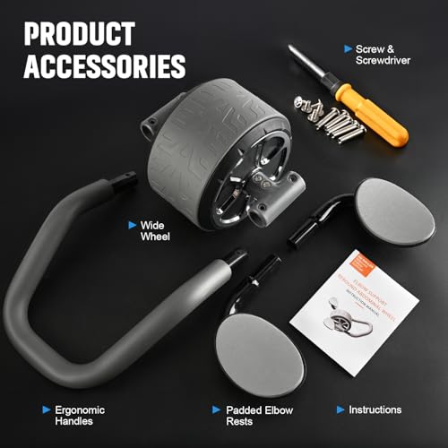 Ab Roller Wheel with Elbow Support and Kneeling Mat Automatic Rebound Abdominal Wheel Abs Abs workout equipment for Home and Gym Exercise Roller for Core Workout