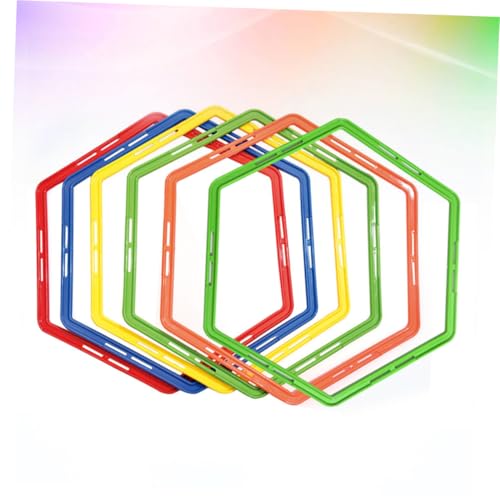 Sosoport 6pcs Soccer Agility Rings Training Set Adjustable Soccer Drill Equipment for Football Basketball Safe Random