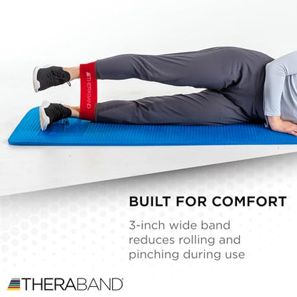 THERABAND Resistance Band Loop, Professional Latex Mini Band for Lower Pilates, Crossfit, Yoga, Stretching, Physical Therapy, Strength Training without Weights, 12 Inch, Red, Medium, Beginner Level 2 - color: Red - Medium, size: 12 Inch