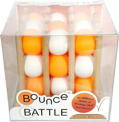 Bounce Battle Wood Edition - Fast-Paced Skill & Strategy Game, Includes 27 Balls & Wooden Cube - Kids 8+