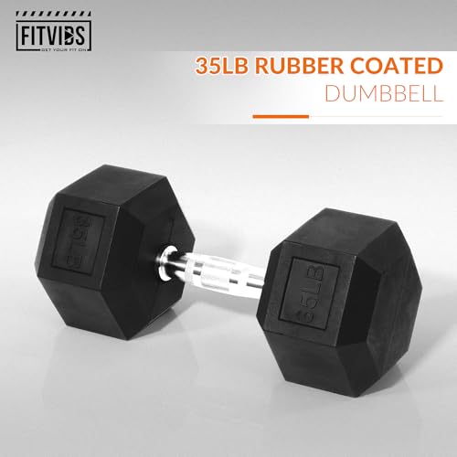 Fitvids Hex Dumbbells Rubber Coated Hand Weights for Exercises and Fitness, 10-50LB Option - size: 35LB Single