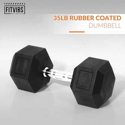 Fitvids Hex Dumbbells Rubber Coated Hand Weights for Exercises and Fitness, 10-50LB Option - size: 35LB Single