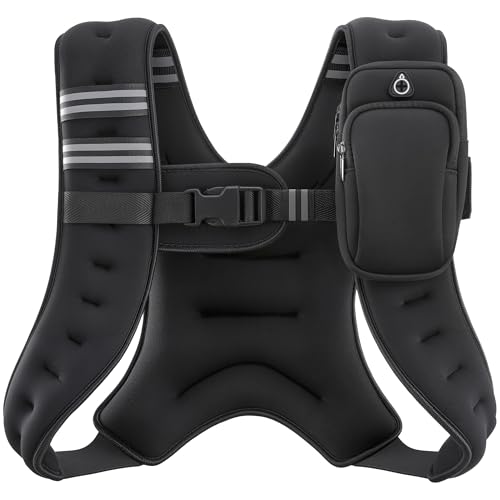 ZELUS Weighted Vest, 6lb/8lb/12lb/16lb/20lb/25lb/30lb Weight Vest with Reflective Stripe for Workout, Strength Training, Running, Fitness, Muscle Building, Weight Loss, Weightlifting - color: Black, size: 8lb