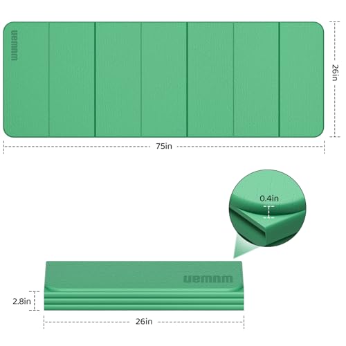 Folding Yoga Mat Extra Thick 0.4 Inch, Foldable Yoga Mat 75 x 26 Inches, TPE Exercise Mat, 7-Panel Non Slip Cushioned Fitness Mat for Yoga, Pilates, Stretching, Home Workout