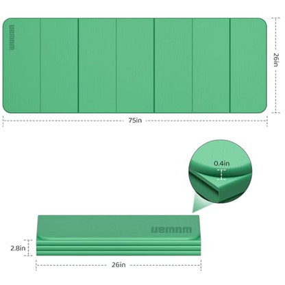 Folding Yoga Mat Extra Thick 0.4 Inch, Foldable Yoga Mat 75 x 26 Inches, TPE Exercise Mat, 7-Panel Non Slip Cushioned Fitness Mat for Yoga, Pilates, Stretching, Home Workout
