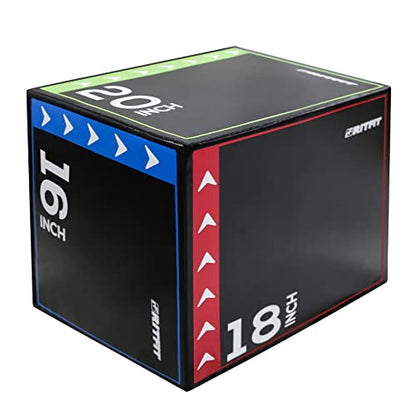 RitFit 3 in 1 Extra Firm Soft Plyo Box Foam Plyometric Box-30”x24”x20”-20"x18"x16" Heavy Duty High Density Foam Jumping Box 3 Sizes with PVC Cover,Platform for Home Gym Fitness, 440lb Weight Capacity