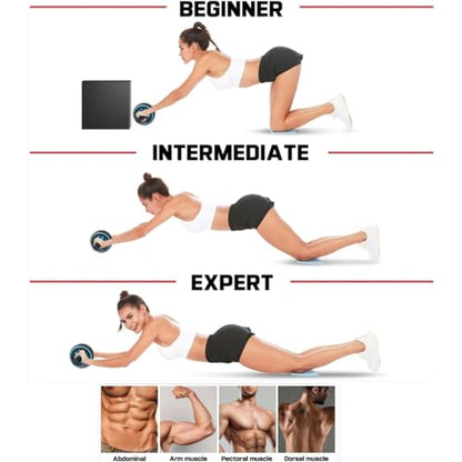 Ab Roller Wheel, Abdominal Wheel for Abdominal Exercise Machine, Arespark Home Gym Equipment for Core Workout, No Noise Ab Roller Exercise Equipment with Knee Mat and Foam Handle