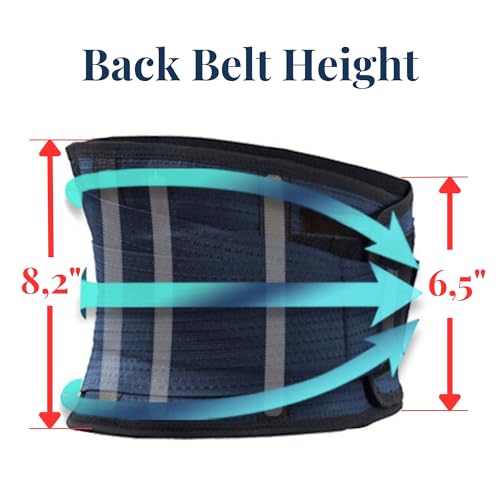 Back Support Lower Back Brace for Back Pain Relief: Thin Breathable Rigid 6 ribs Adjustable Lumbar Support Belt for Men/Women Keeps Spine Straight and Safe – Medium - size: Medium
