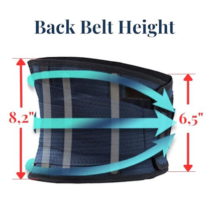 Back Support Lower Back Brace for Back Pain Relief: Thin Breathable Rigid 6 ribs Adjustable Lumbar Support Belt for Men/Women Keeps Spine Straight and Safe – Medium - size: Medium