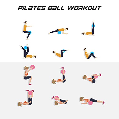 Cikyner Soft Pilates Ball, Small Exercise Ball 9 Inch Mini Gym Ball with Inflatable Straw, Suitable for Pilates, Yoga, Full Body Training, Physical Therapy and Balance improving at Home, Gym & Office - color: Pink